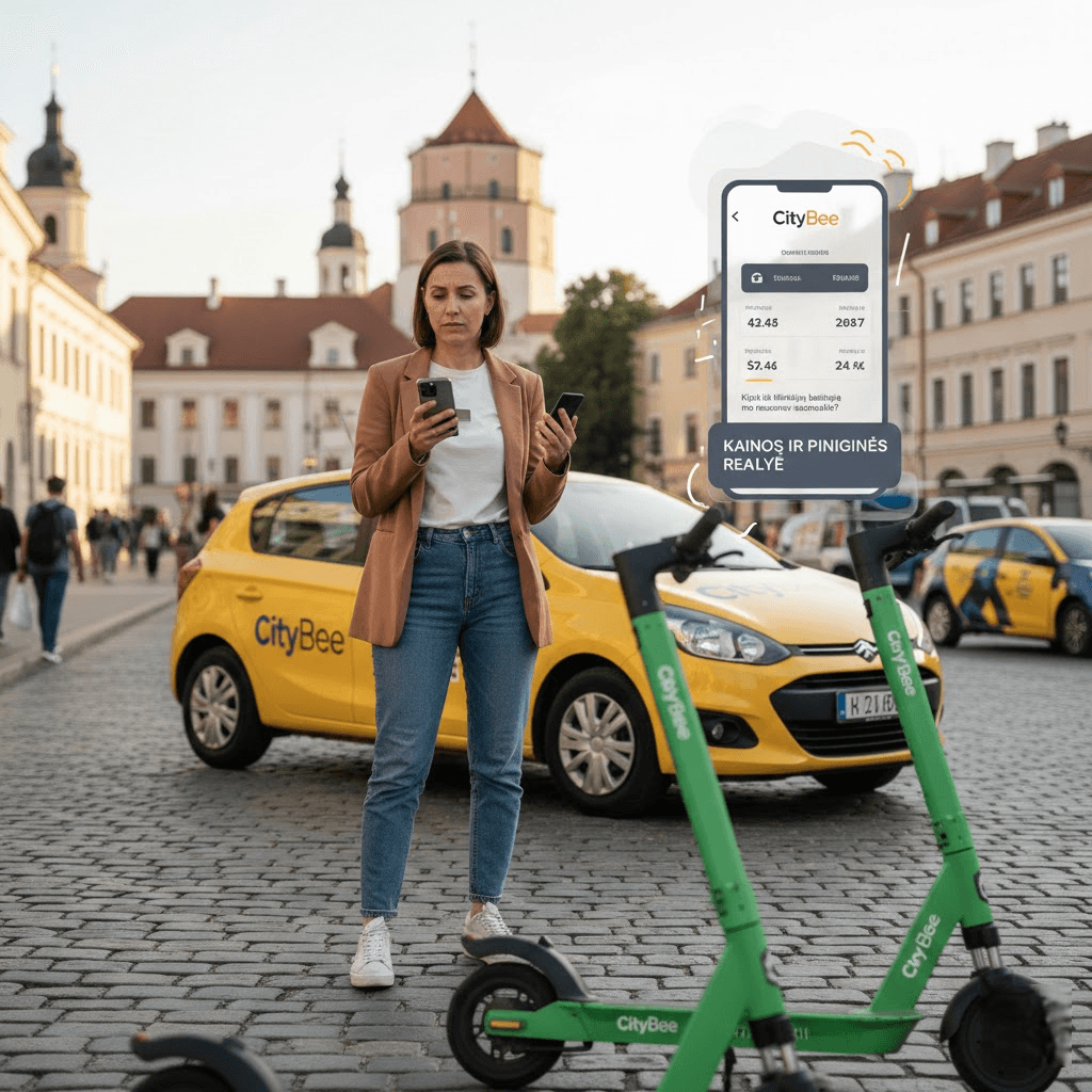 CityBee kainos ir piniginės realybė: kiek iš tikrųjų kainuoja laisvė nuo nuosavo automobilio?