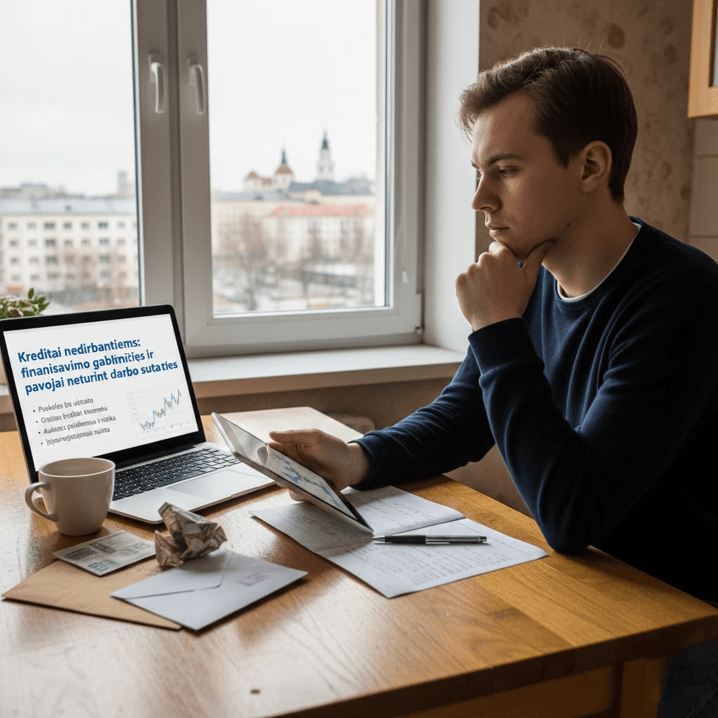 Kreditai nedirbantiems: finansavimo galimybės ir pavojai neturint darbo sutarties