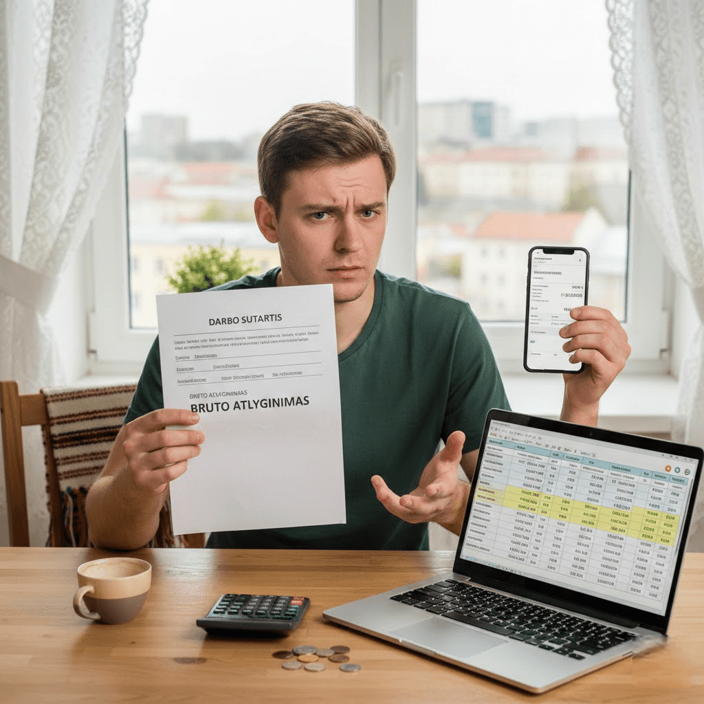 Atlyginimas neto: kodėl skaičiai sutartyje ir banko sąskaitoje taip stipriai skiriasi? Atlyginimas neto: kodėl skaičiai sutartyje ir banko sąskaitoje taip stipriai skiriasi?