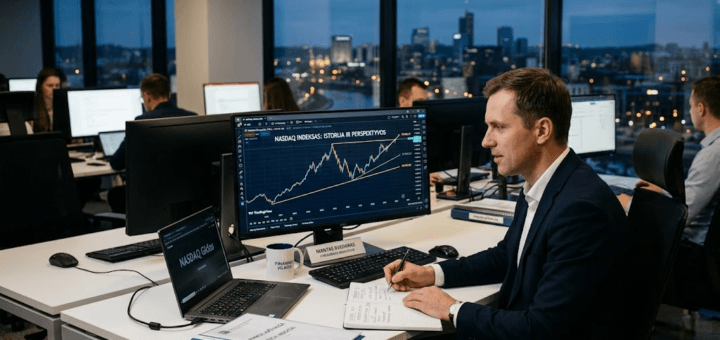 Nasdaq Indeksas: Išsamus Gidas Investuotojams – Nuo Istorijos iki 2026 Metų Perspektyvų
