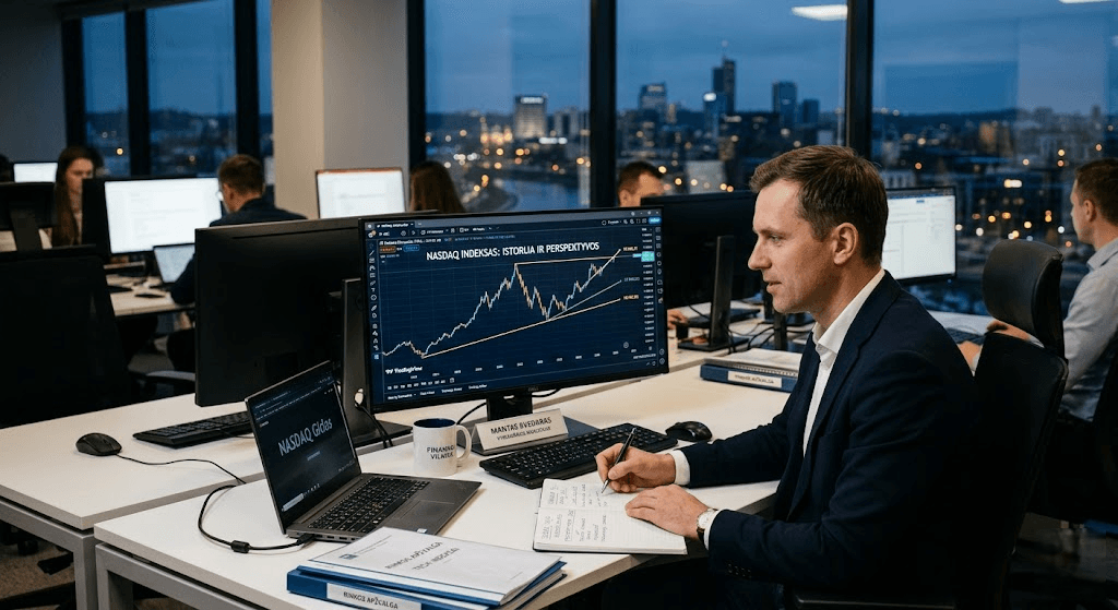 Nasdaq Indeksas: Išsamus Gidas Investuotojams – Nuo Istorijos iki 2026 Metų Perspektyvų