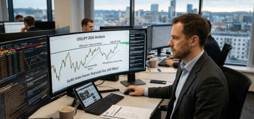 USD/JPY Analizė 2026: Kodėl Jenos Kursas Svyruoja ties 160 Riba ir Ko Tikėtis Investuotojams?